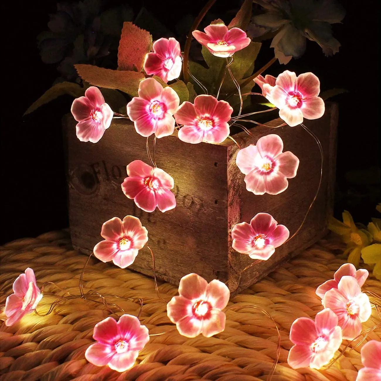 Newish Led Battery Lamp String Plum Blossom Valentines Day lamp string courtyard decoration flower shape flash lamp string