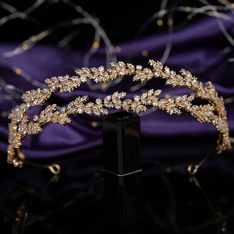 Drop Shipping Luxury Wedding Headbands  High Quality Cubic Zircon Bridal Hair Accessory Crown Tiara Women BC5836 Corona Princesa