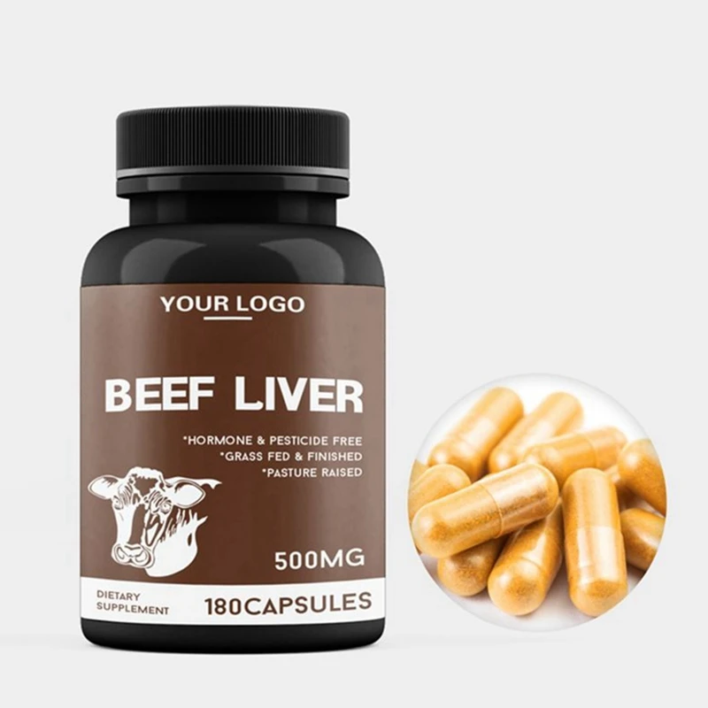 Private Label OEM ODM Grass Fed Beef Liver Capsules Grassfed Desiccated Beef Liver Supplement Pills Grass Fed Beef Organ Capsule
