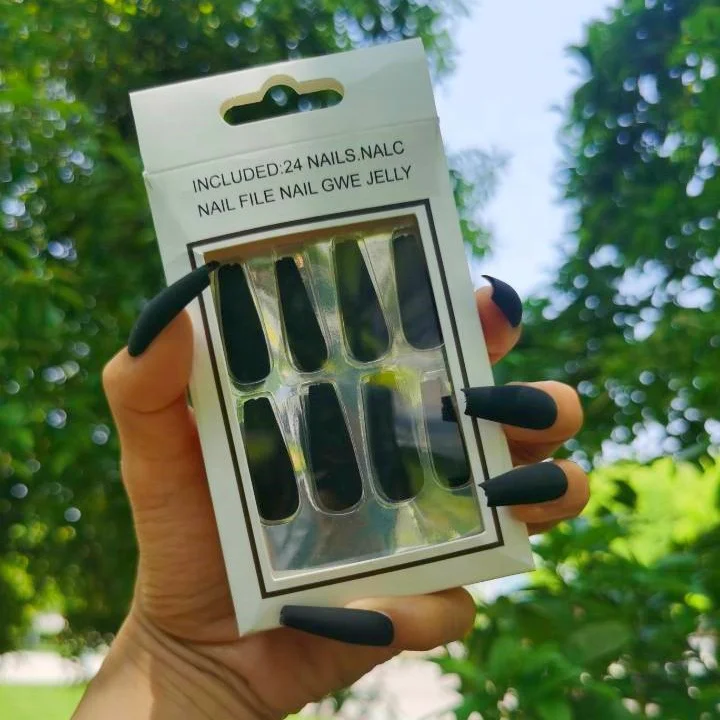 Wholesale Private Label Full Cover long Matte False Tips Ballerina Coffin Shape Artificial Press On Nails