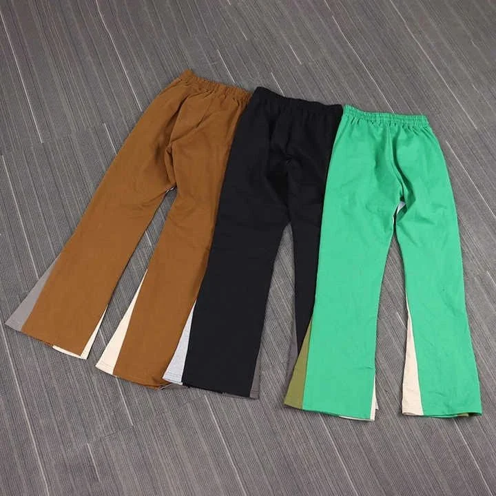 Streetwear Flare Stacked Pant Men Solid Color Pants Sweatpants Stacked Pants