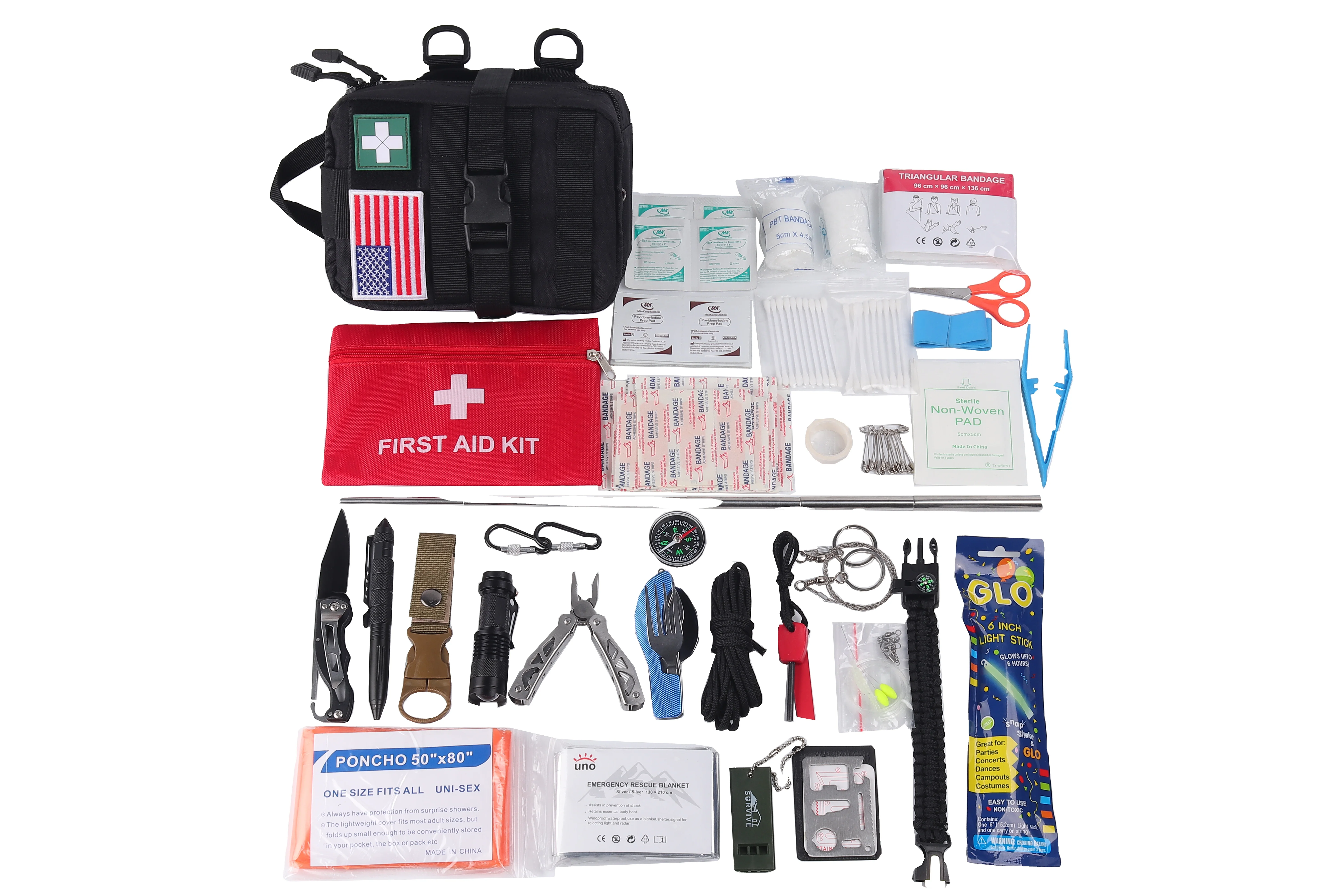 Hot selling Outdoor Sports First Aid Kit IFAK Customize Logo Survival Kit Emergency Kit with Camping Supplies