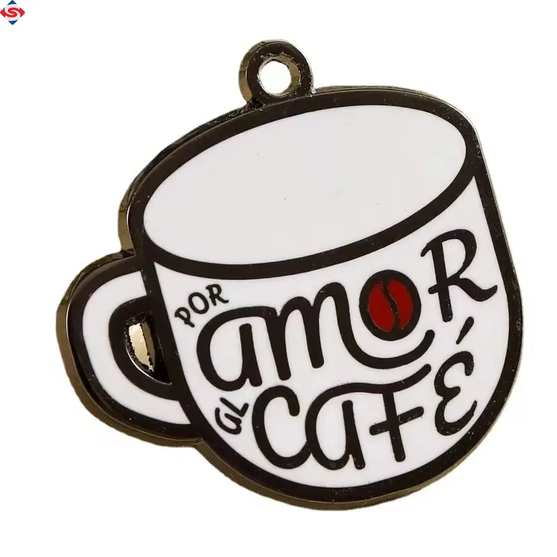 Metal Paint Badge Custom Zinc Alloy Enamel Creative Coffee Cat Dye Black Hard Metal Enamel Pin