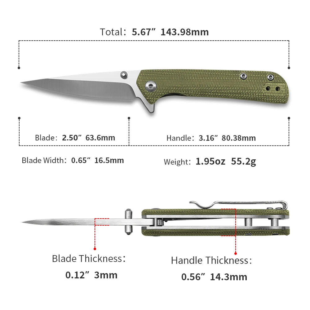 D2 AUS-8 сталь зеленый черный цвет micarta Ручка выживания Открытый складной портативный нож