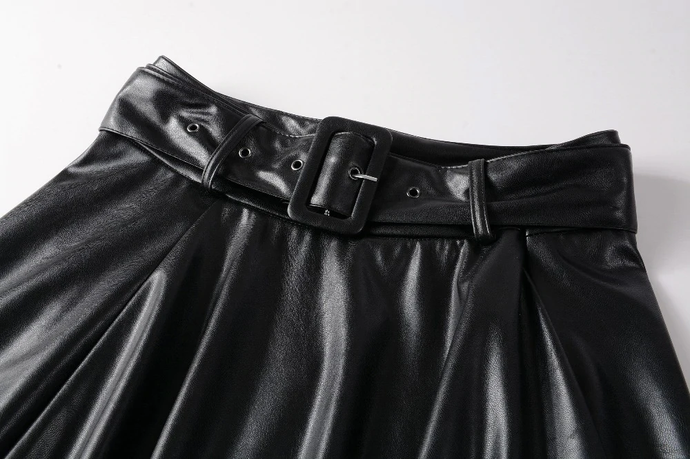 High quality women fashion sexy shiny pleated leather skirt tight long skirt