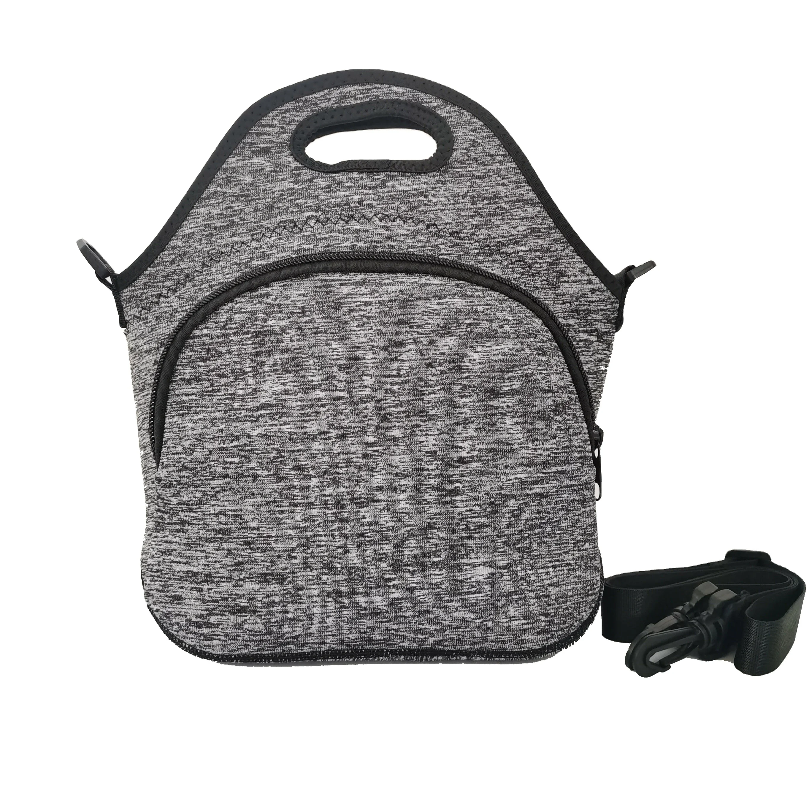 Customized neoprene printed insulated lunch bag cooler bag picnic box tote bag with zipper with shoulder strap OEM