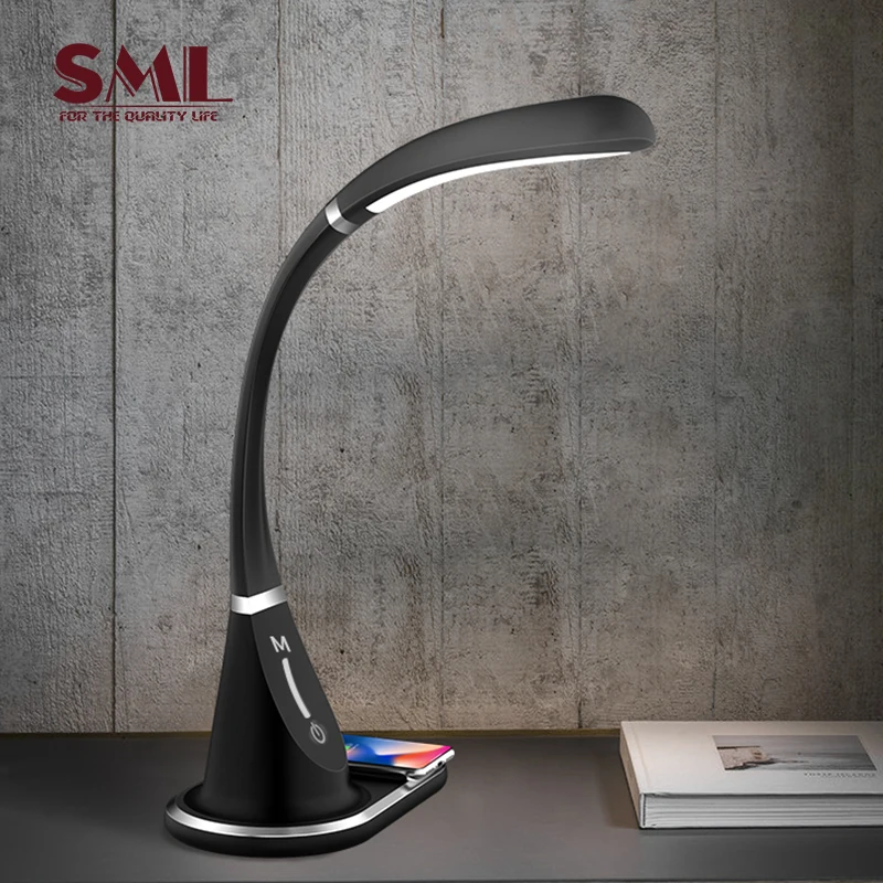 SML Modern Wireless Charging Sensor Switch LED Table Lamps Abs&Rubber Material Eye-Caring LED Table Lamp