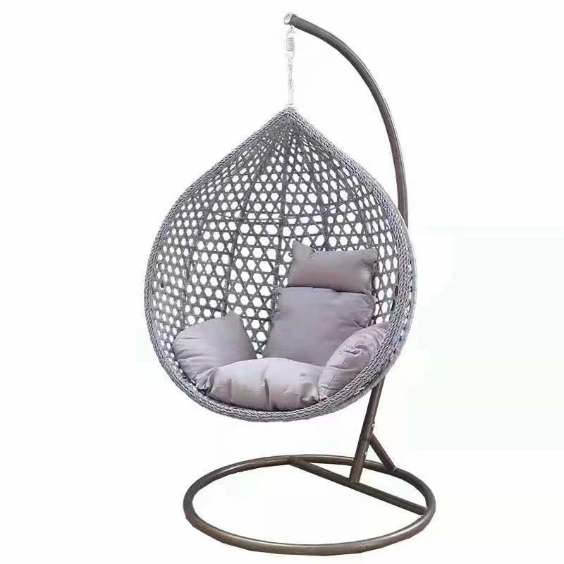 New patio hanging PE rattan with stand wicker egg swing chair kid adult indoor outdoor hammock swing garden furniture