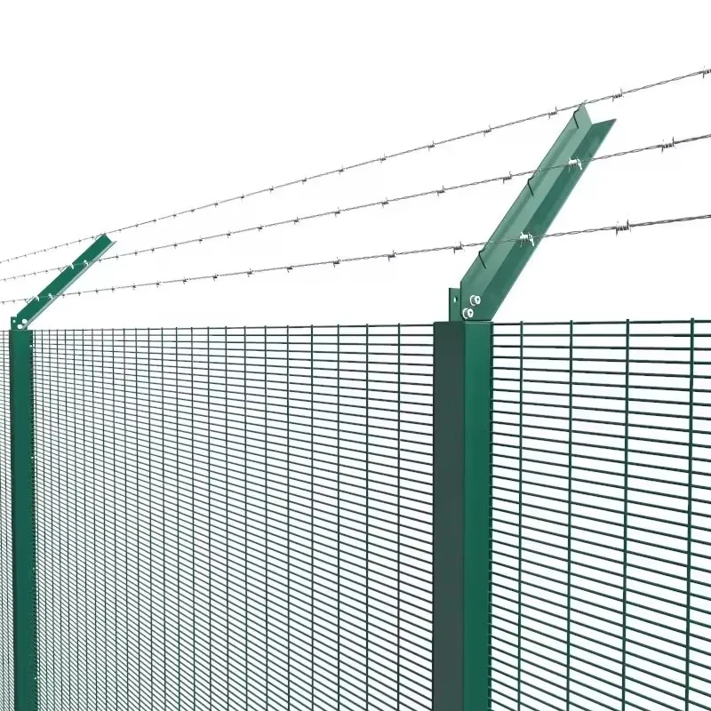 Anping Factory Hot-dip Galvanized High Security Anti Climb Flat Bar 358 Dense Mesh Fence Panel with Barbed Wire Barbed Nail