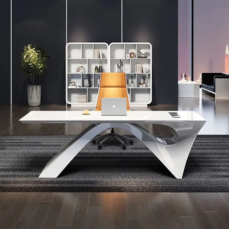 Paint Special-shaped Desk Beauty Salon Consultation Table Doctor Desk Single Female Manager Desk Light Luxury High-end Table