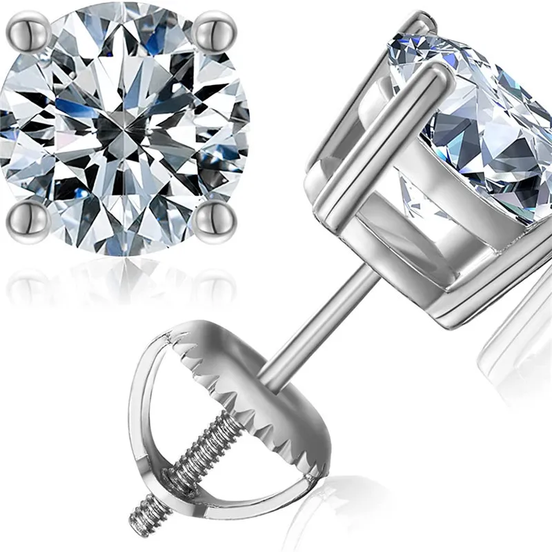fine fashion jewelry gold plated statements 925 silver 1ct 2ct def color real moissanite diamond stud earrings screw back