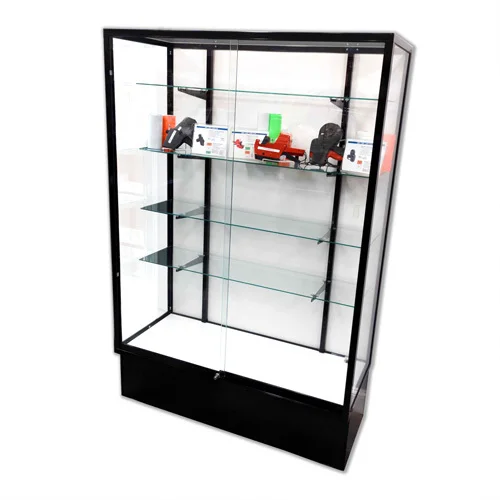 Multipurpose extra full vision tall frame glass showcase extra view wall display cases for smoking shops