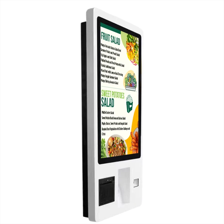 24 27 32 inch indoor wall mount touch screen self service ordering payment kiosk with floor standing bracket