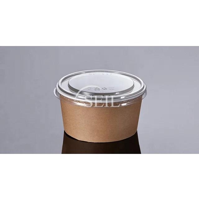 
SL-HRP-12 Disposable White Kraft Paper Bowl with Lid / High Quality Paper Bowl / Takeaway Salad Lunch Bowl 