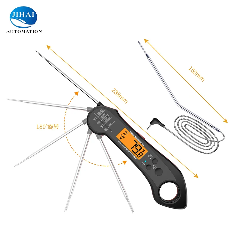 Folding Waterproof Kitchen Heat Resistant Oven Barbecue Electronic Food Thermometer