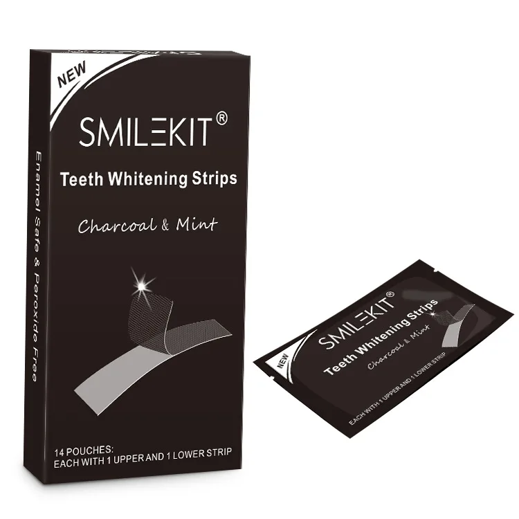 Factory Private logo custom pap charcoal mint teeth whitening strips kit Teeth Whitening Strips