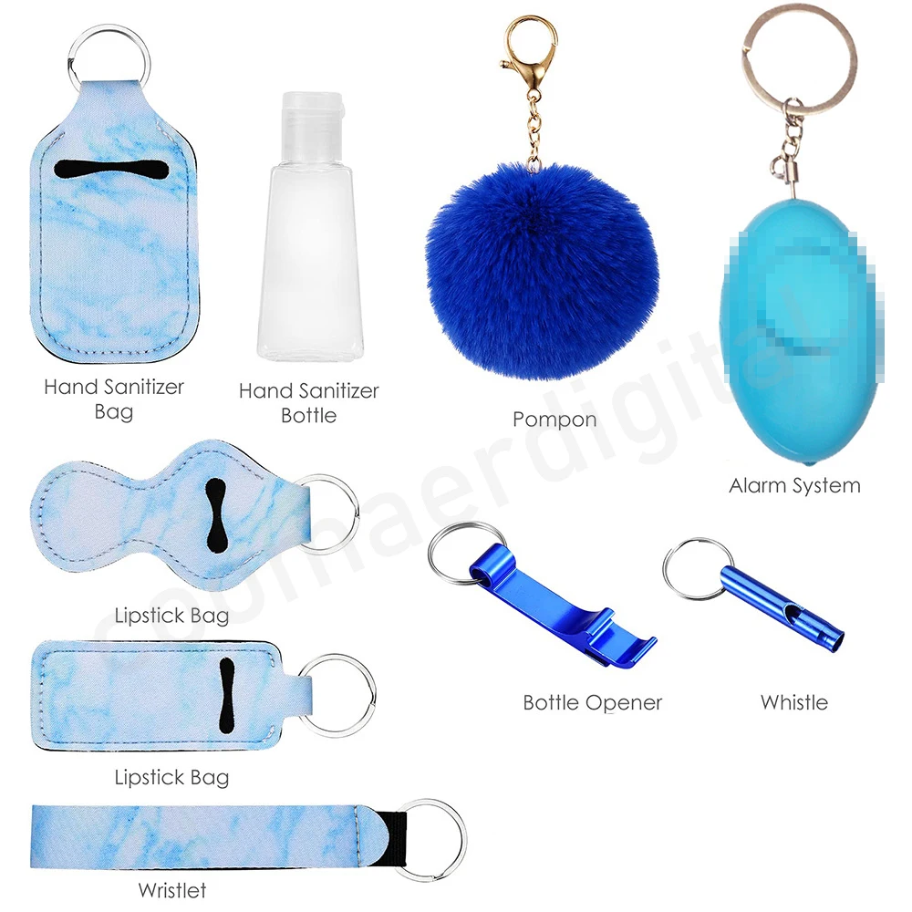 Wholesale Women Self Defense Gadgets Folding Hidden Key Shape Pocket Keychain Supplies Woman Self Defence Keyring  Key Chain Set