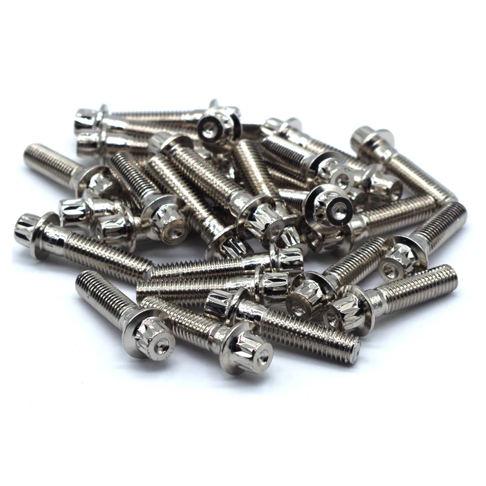 Hot Sale Alloy Steel Hardened 12 point flange split rim wheel bolt with titanium Chrome plated
