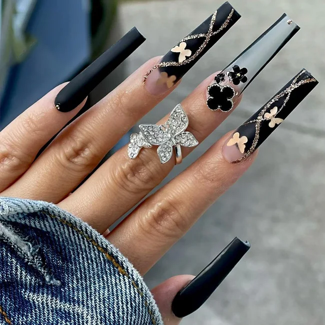 High Quality Gel Art Nails Packaging Box Press On Nails Custom Coffin Artificial Fingernails