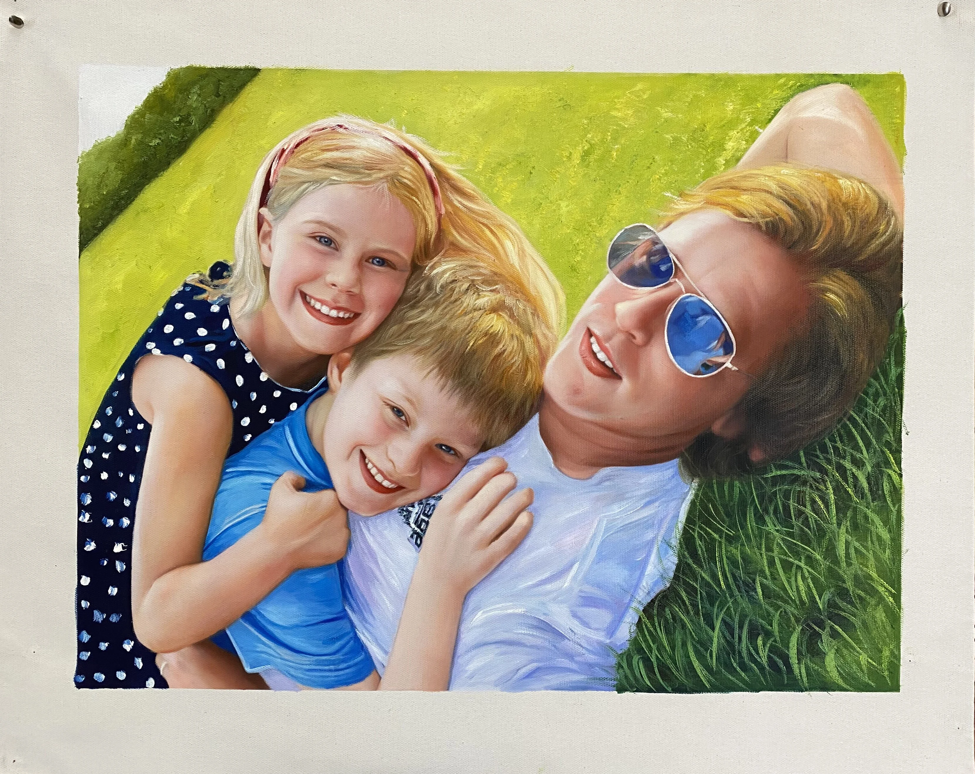 Custom Family Oil Handpainted Portrait on Canvas Add Loved Ones from Photos Personalized Gift Realistic Painting