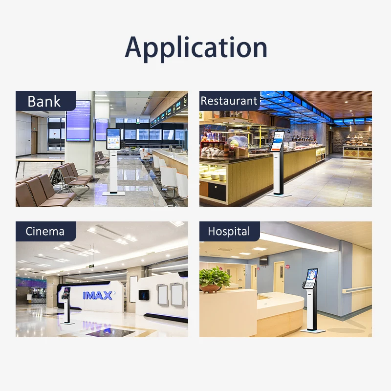Free standing 23.6 inch self service checkout kiosk card issue smart for hotel bank capacitive touch screen terminal machine
