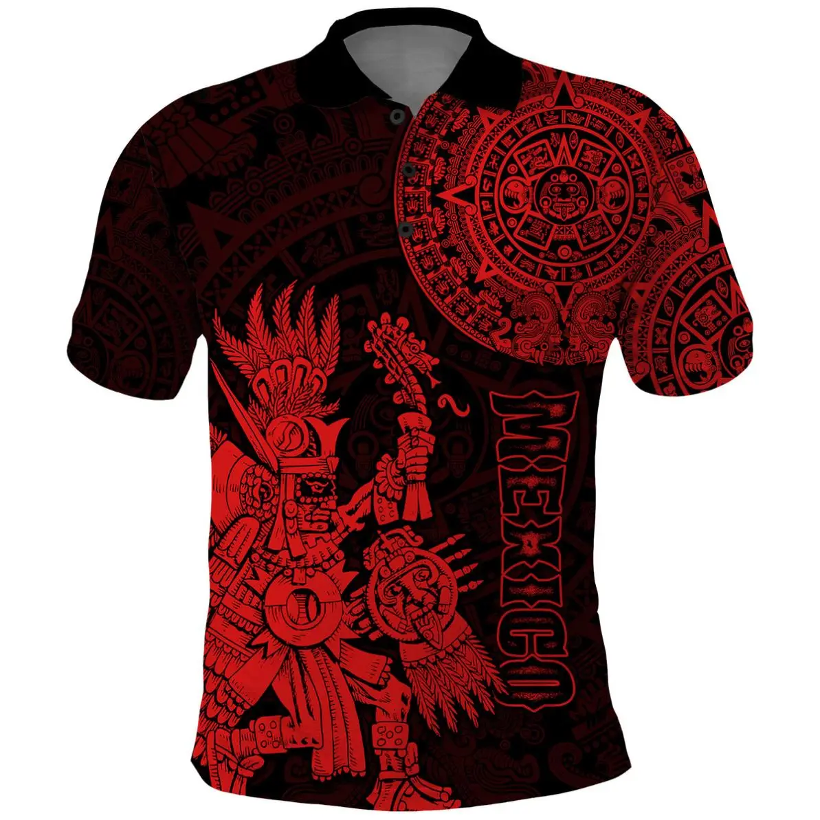Custom Mexico Aztec Polo Shirt El Calendario Maya Design Outdoor Sport Tee Drop Shipping Products 2023 Wholesale Male Streetwear