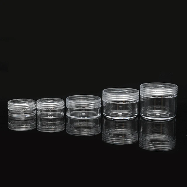 Wholesale small 15gram 10g 15g 10ml 2.5ml 3 ml 5ml transparent wax plastic cream jar oil empty tester jar with lid 3ml container