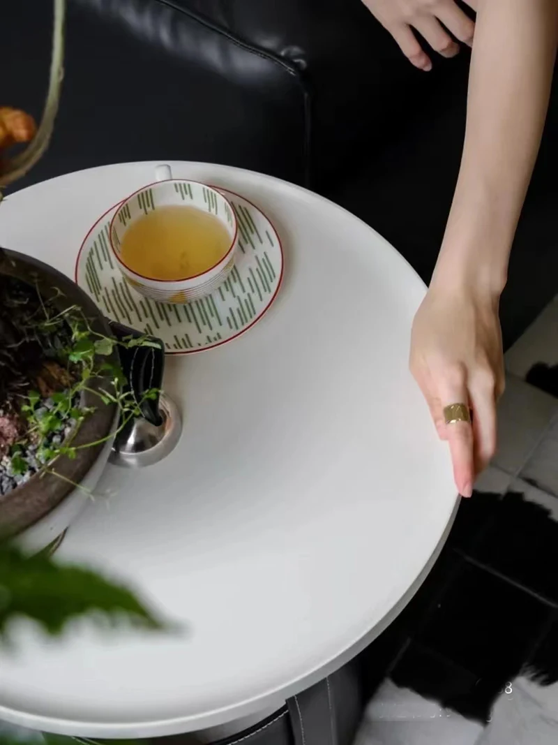 British designer black living room coffee side table lamp table storage made with saddle leather coffee table creative