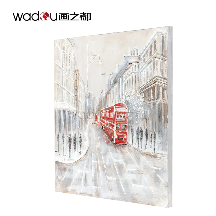 90*90cm Abstract 100% Hand Painted City Landscape Cross Wall Painting Abstract Art For Home Decor