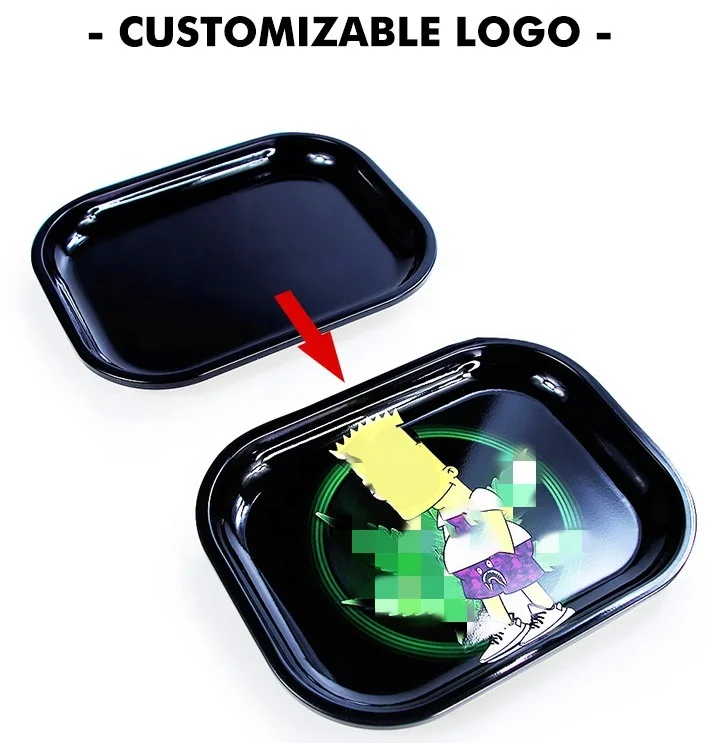 New Design Metal Rolling Tray with 18*14cm Serving Tray Logo Custom Storage Box for Tobacco Herbs Smoke