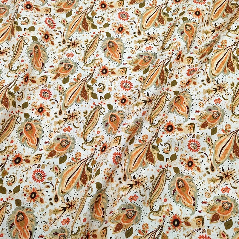 Custom Vintage Pattern Design Digital Print Floral Polyester Cotton Fabric Poplin Woven Cotton Polyester Fabric For Garment