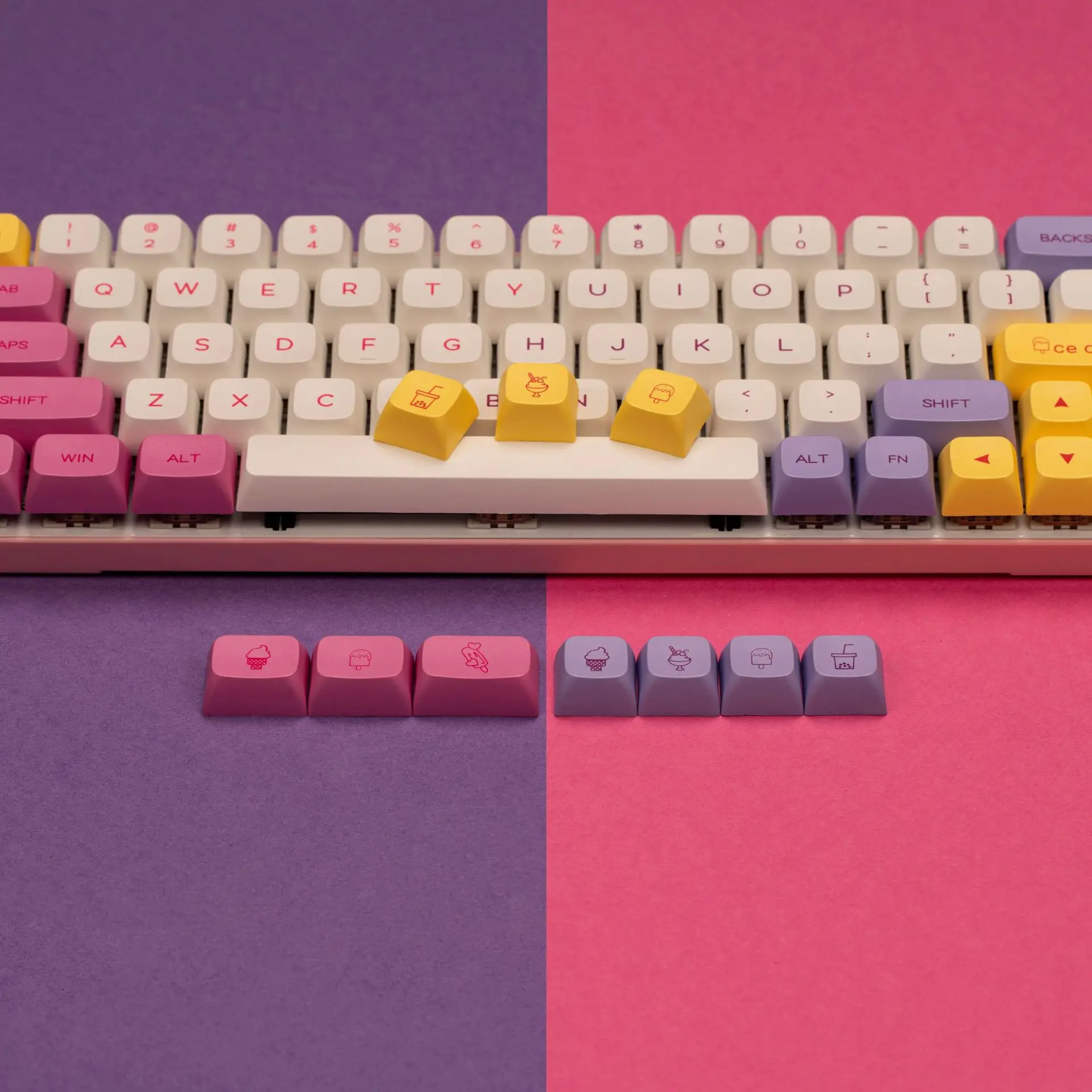 HZGAMER XDA Profile PBT Keycaps Dye Sublimation Keycap, 136Keys Ice Cream Keycaps