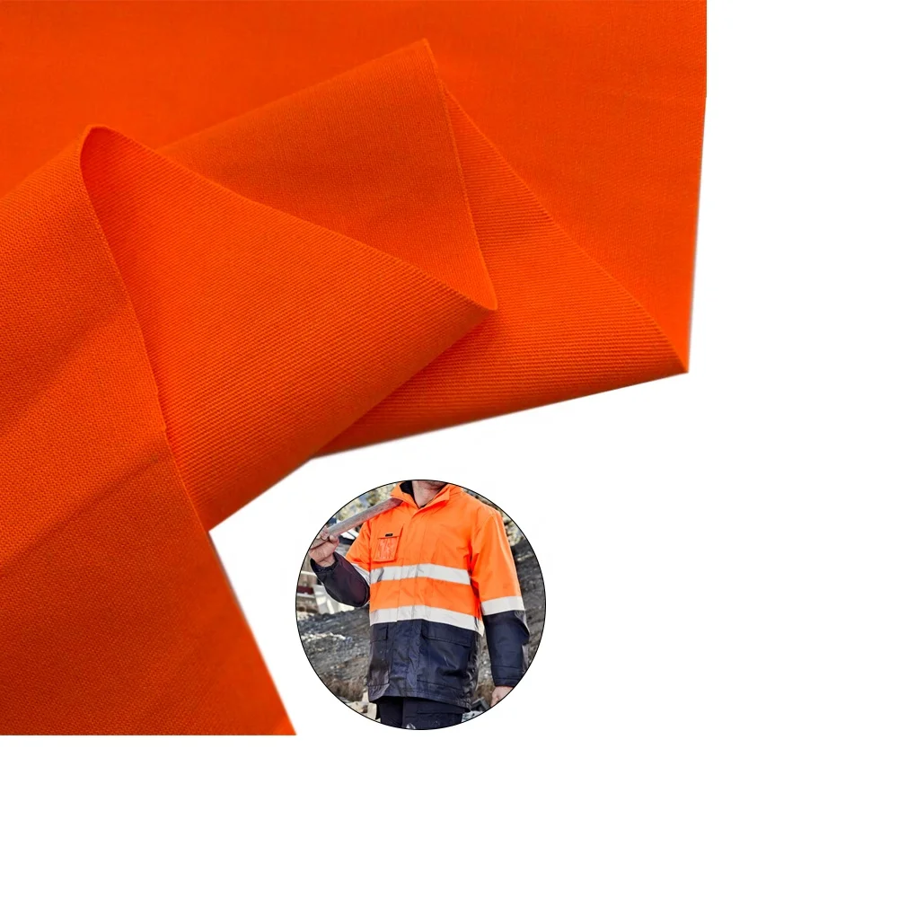 OEM ODM EN20471 стандартная ткань Hi vis TC 80% полиэстер 20% хлопчатобумажная флуоресцентная 195 г/м2 оранжевая рабочая одежда