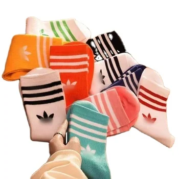 2024 OEM 100% cotton wholesale top quality AD socks  Branded Mens Sport Socks Unisex Adult Sports Striped A D socks