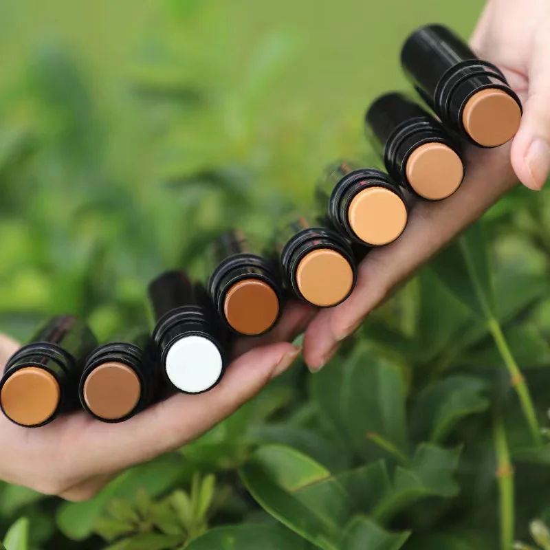 New Face Makeup Double Head Matte 2 In 1 Round Plastic Tube Contour Concealer Stick With Brush