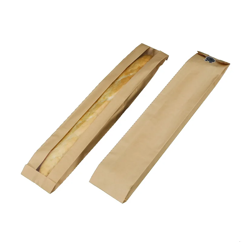 
Оптовая продажа от производителя, длинный коричневый, белый, простой, из крафт-бумаги, мешок для печенья, хлеба, багета 