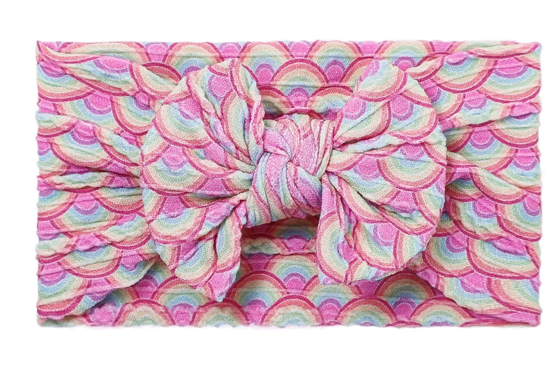 Customized Newborn Elastic Children Baby Nylon knit Headband Turban Bow&Knot Soft Cable Nylon Kids Hair Accessories