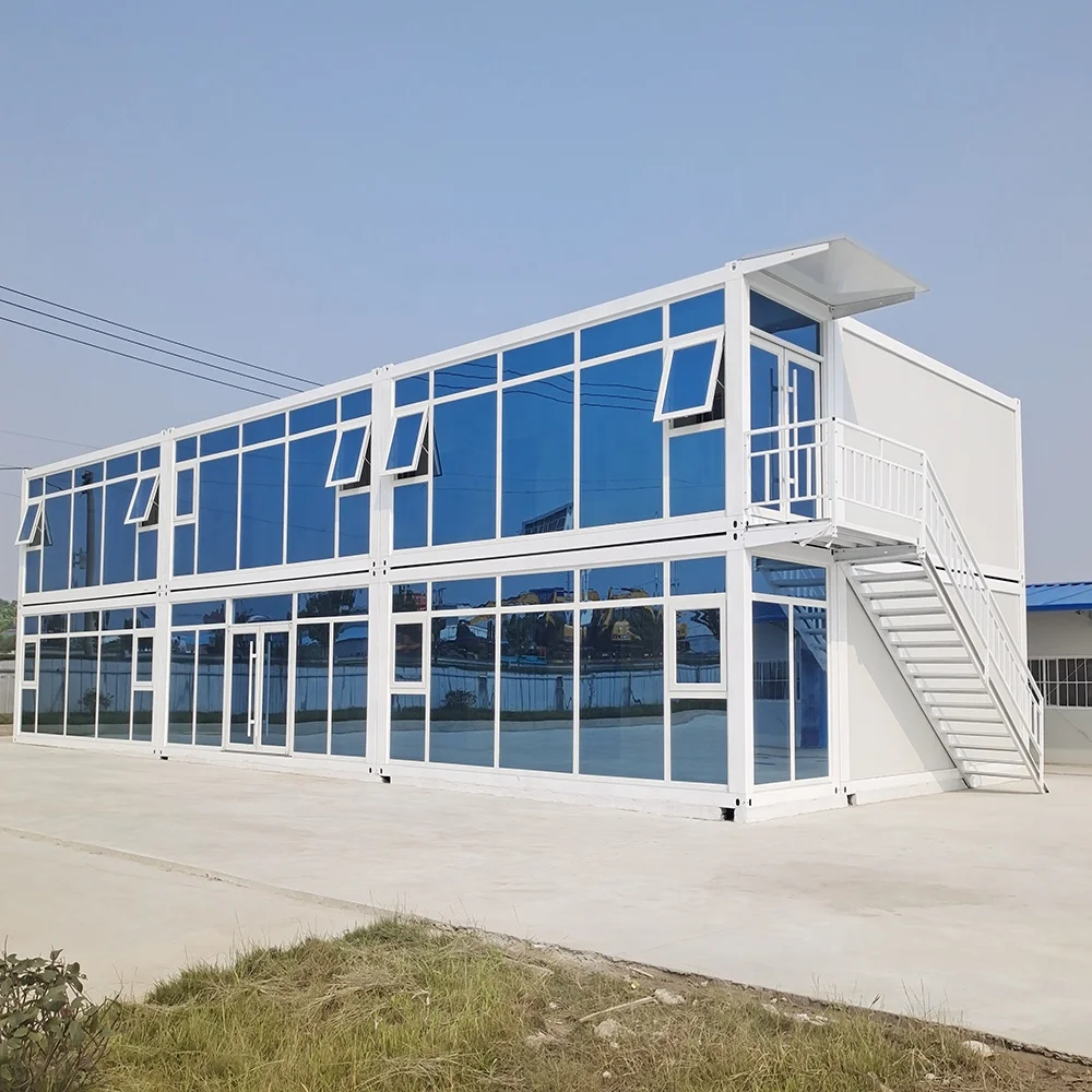 Customized design fashion style container house two story office house prefab house