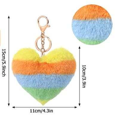 2022 hot sale  Puffball pom pom Keychain Colored Keyrings Charm for Girls bag accessories