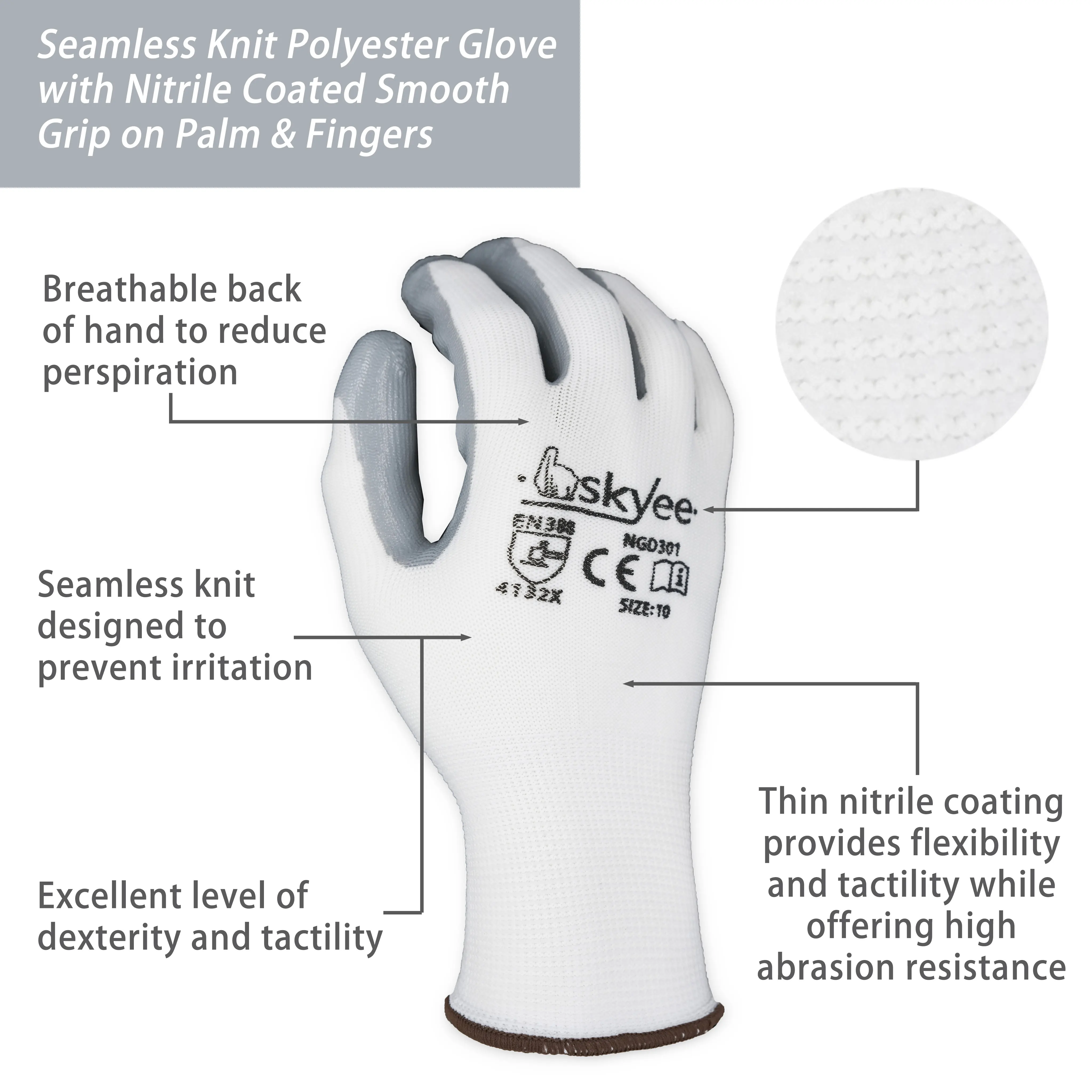 SKYEE Custom Printed Latex Coated Gloves Knitted Safety Hand Gloves ANSI Construction Garden Agricultural Gloves