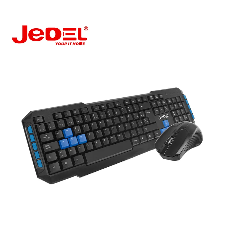 Jedel Wireless keyboard mouse combo with multimedia keycaps keyboard  Mouse Set  Long Battery Life 2.4G Full-Sized Ergonom OEM