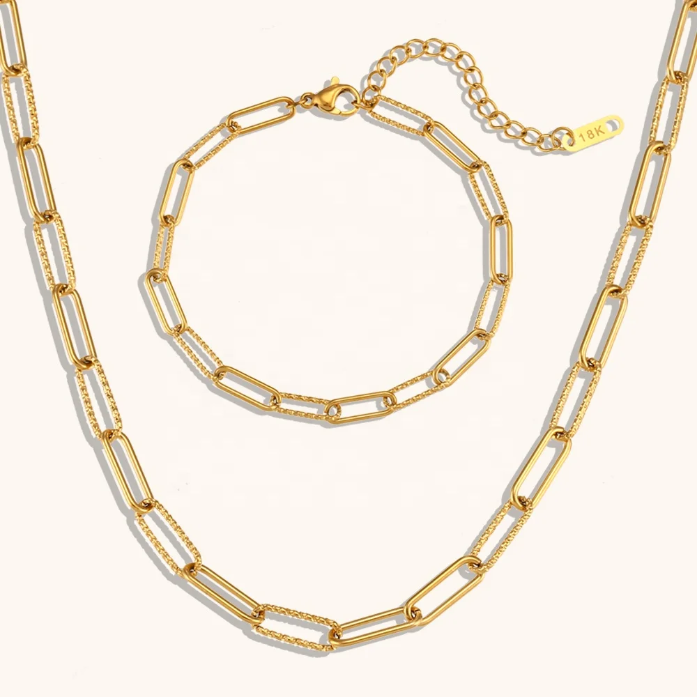 Dingran модные скрепки цепи ожерелья браслеты 18k Позолоченные из нержавеющей стали водонепроницаемый комплект ювелирных