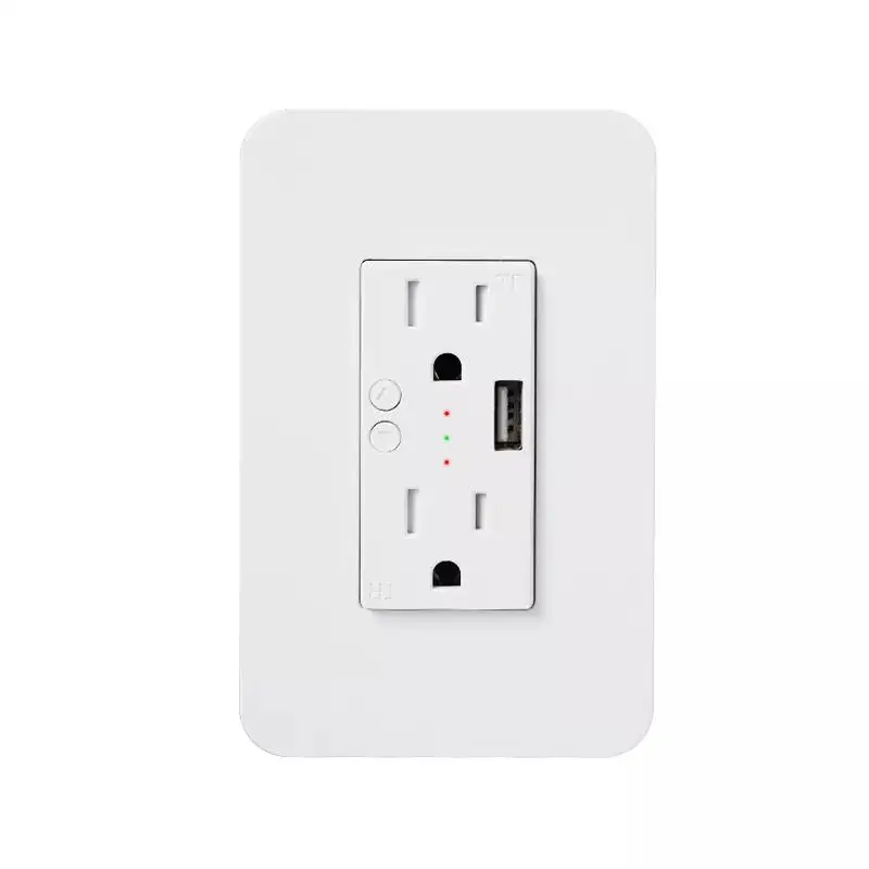New Design 2 Way Double Power Outlet Works With Alexa With USB Smart WiFi Socket USB Wall Outlet