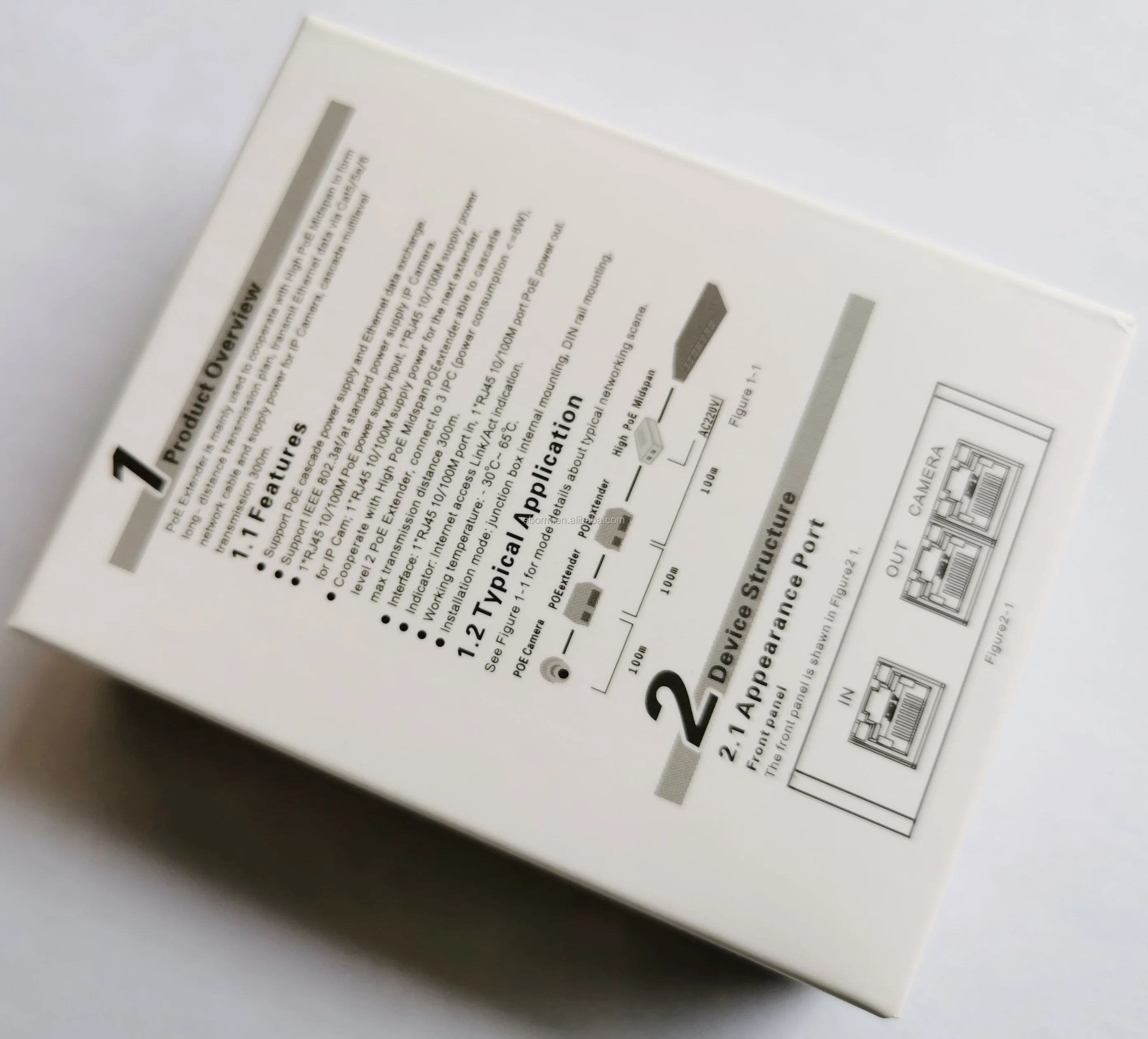 2 port poe extender 802.af/at 10/100MPOE Splitter Power Over Ethernet 330ft Over Cat5/6 Cable Powering extender