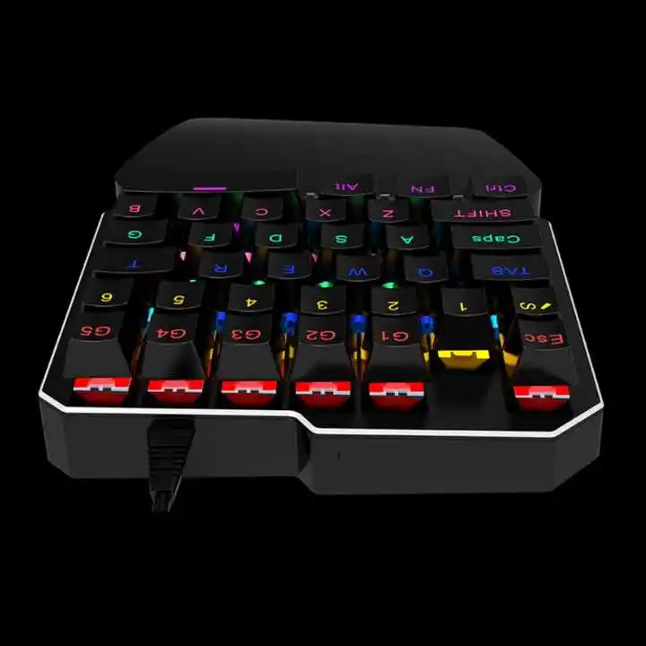 Metal Panel Portable Wired Keyboard One Hand 35-Keys Ergonomic Keypad Gaming Mini Portable Keyboard