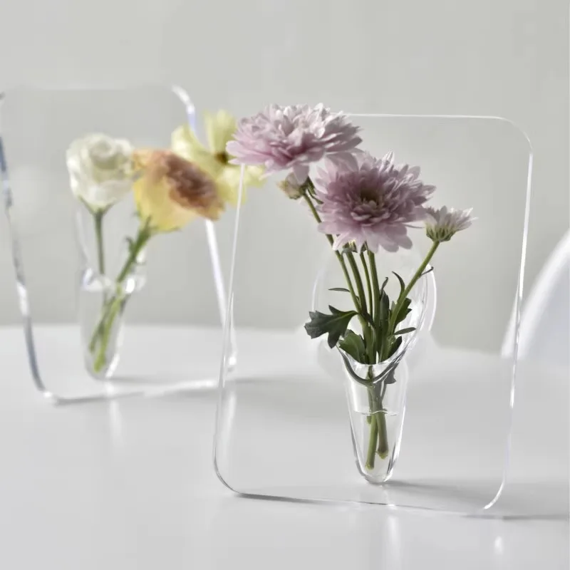 Transparent Acrylic Horizontal Art Decoration Vase Picture Frame Style Plastic Hydroponic Creative Vase