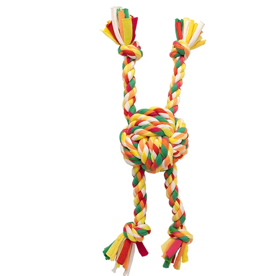 Pawise Floss Tugger 2 Knots Bone Dental Rope Toys Cotton Puppy Teething Chew Tug Toy for Aggressive Chewers