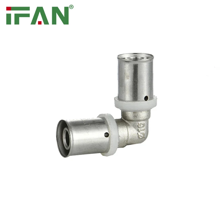 IFAN Factory Brass Press Fittings 16-32mm PEX Fitting transparent Nut DIN 16836 Equal Elbow PEX Press Fitting