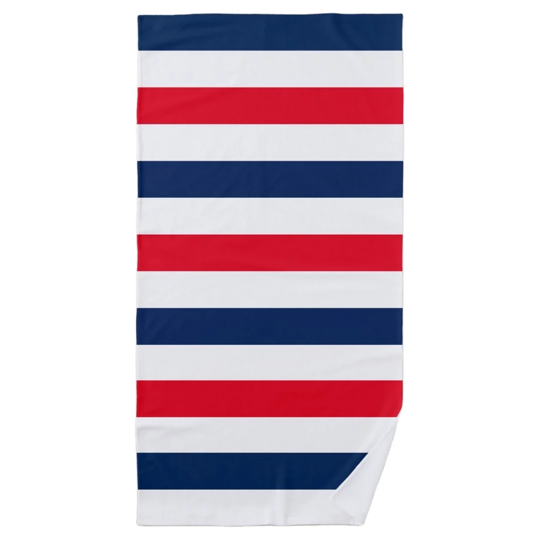Extra large Microfiber  Patriotic red white blue stripes pattern modern beach towel