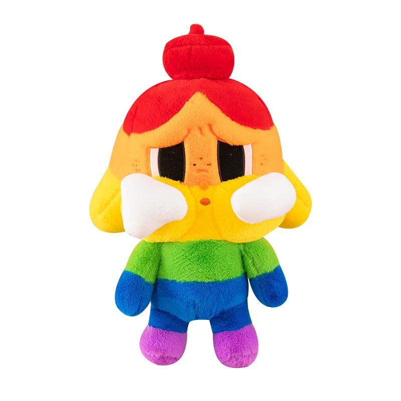 Ruunjoy Kawaii 30cm Labubu Plush doll Stuffed Animal toy Bubble Mart Rainbow cry baby throw pillow doll cartoon lab plush doll